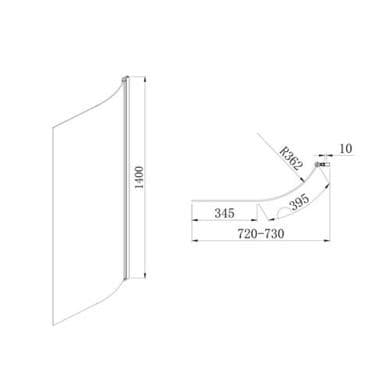 ONLY OPENED - Chrome Bath Screen 6mm - Cove