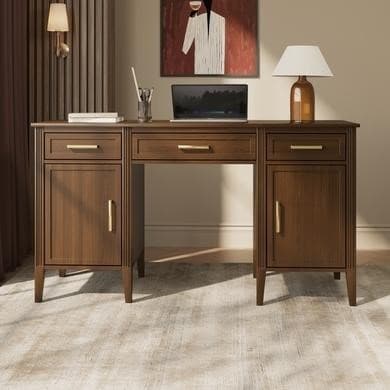 Walnut Office Desk with Drawers - Delilah