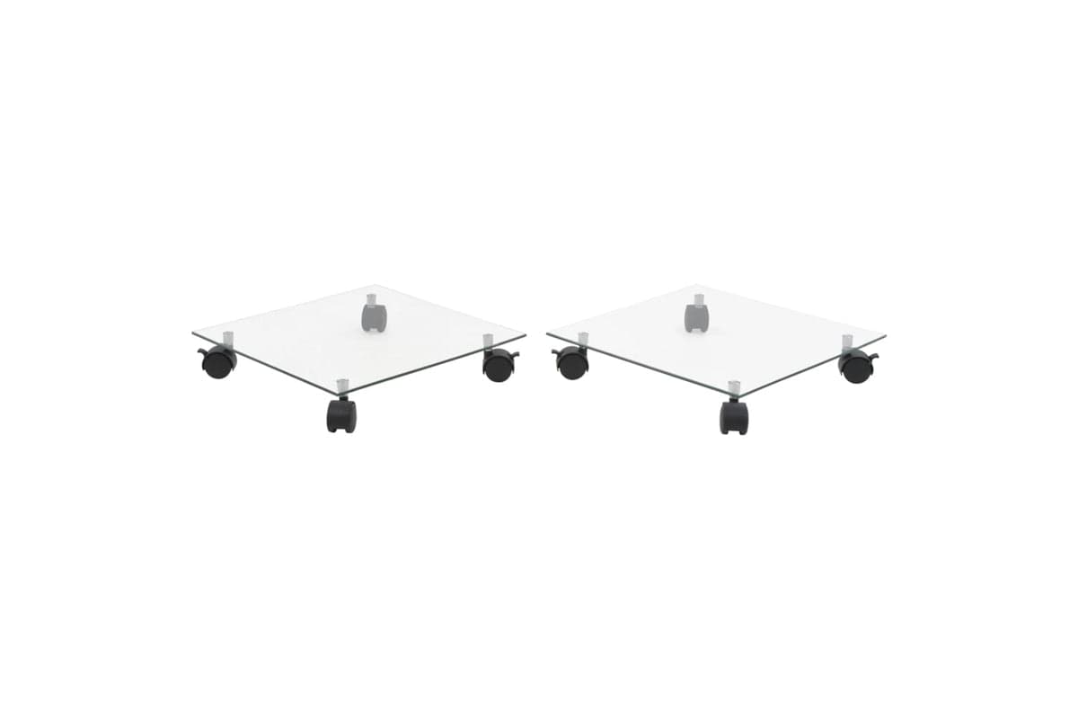 vidaXL 245690 Plant Rollers 2 Pcs Tempered Glass 35x35cm Square