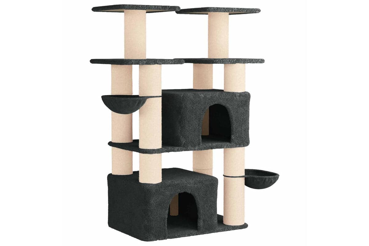 Vidaxl Cat Tree With Sisal Scratching Posts Dark Grey 147 Cm 2 Pcs