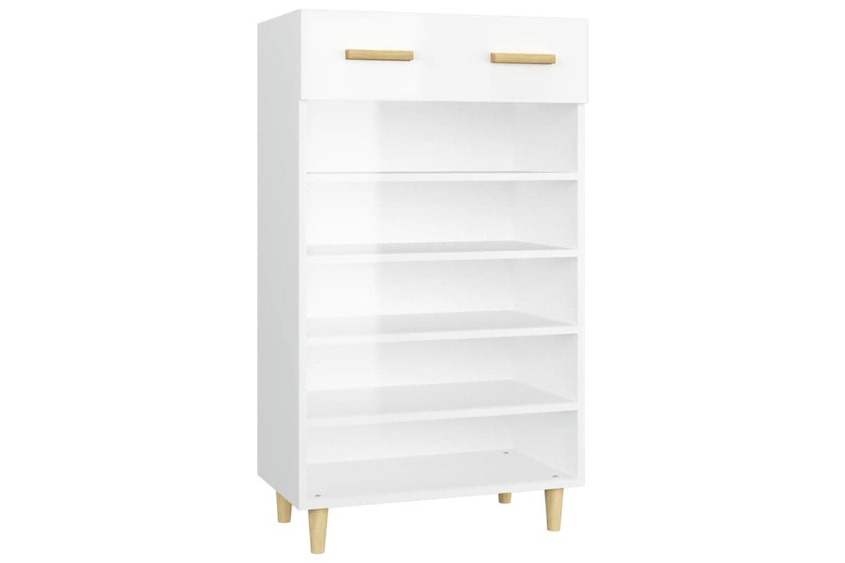 vidaXL 812786 Shoe Cabinet High Gloss White 60x35x105cm Engineered Wood