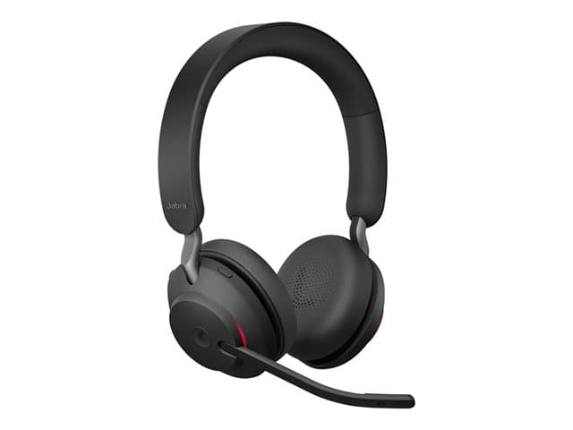 JABRA - Evolve2 65 MS Stereo - Headset - on-ear - Bluetooth - wireless - USB-C - noise isolating - black - Certified for Microsoft Teams