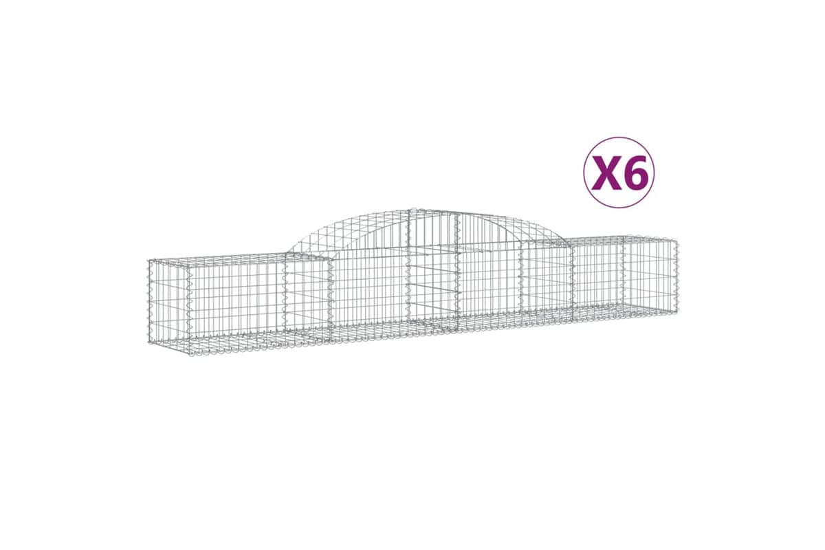 vidaXL 3146651 Arched Gabion Baskets 6 Pcs 300x50x40/60cm Galvanised Iron
