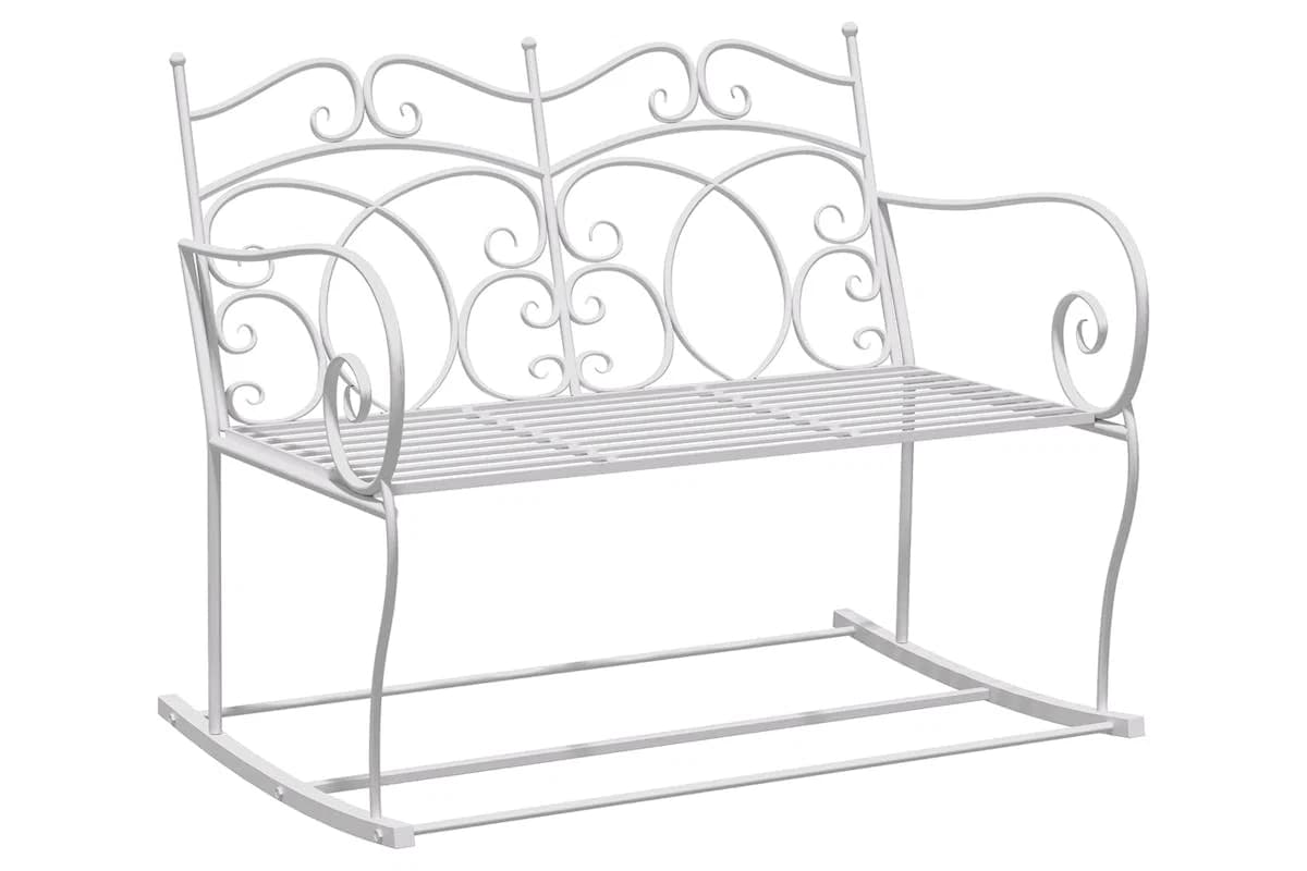 Outsunny 2-Seater Iron Rocking Chair | Milk White