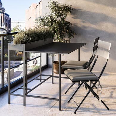 2 Seater Black Folding Balcony Bistro Set with Planter Box