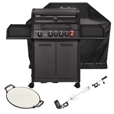 Enders Monroe Pro 4 SIK Turbo - Shadow Bundle - with Cover, Rotisserie and Pizza Stone