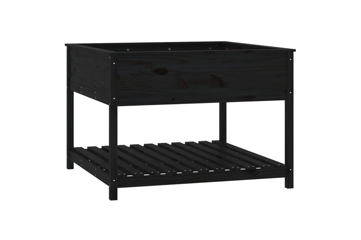 vidaXL 823805 Planter With Shelf Black 111.5x111.5x81cm Solid Wood Pine