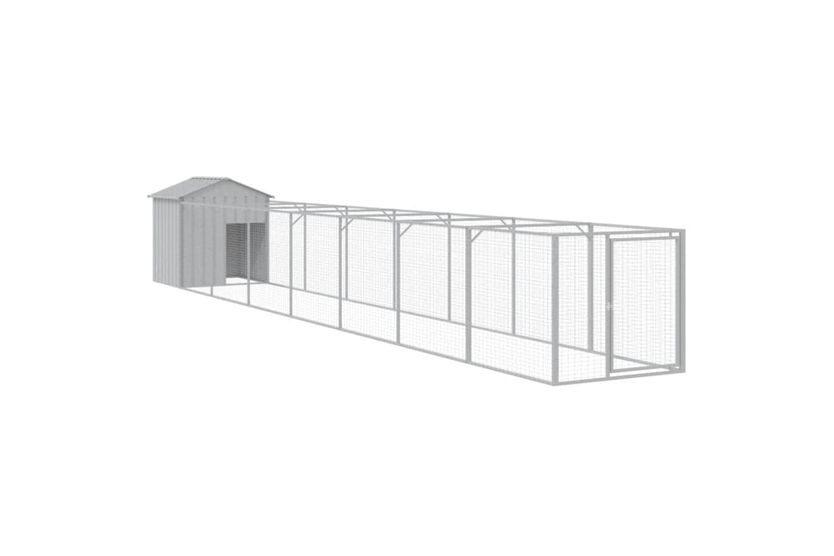 vidaXL 3189066 Dog House With Roof Light Grey 117x813x123cm Galvanised Steel