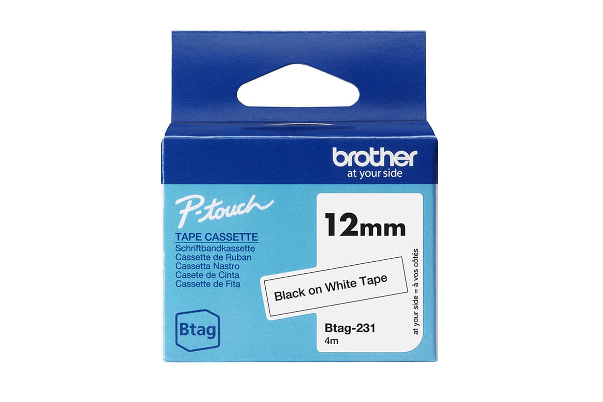 Brother Btag-231 12mm Labelling Tape Cassette | Black on White