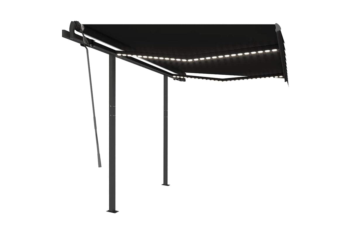 Vidaxl Manual Retractable Awning With Led 3x2.5 M Anthracite