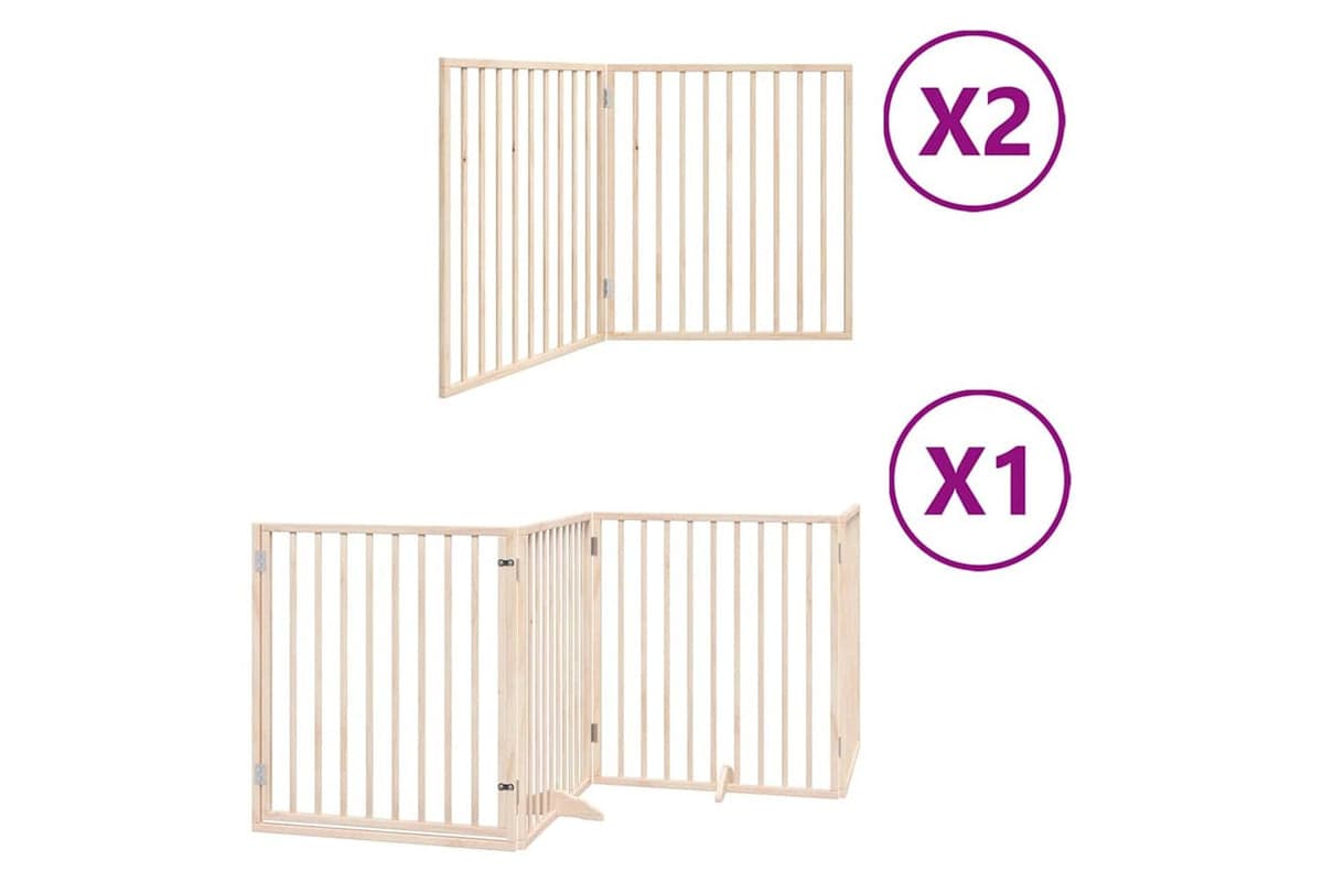 Vidaxl Dog Gate With Door Foldable 8 Panels 640 Cm Poplar Wood