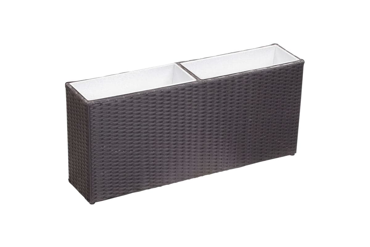 vidaXL 46920 Garden Raised Bed With 2 Pots 90x20x40cm Poly Rattan Black