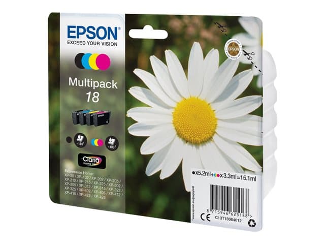 EPSON - 18 Multipack - 4-pack - black, yellow, cyan, magenta - original - ink cartridge