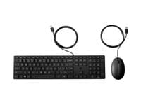 HP - Desktop 320MK - Keyboard and mouse set - 3-zone layout, low profile key travel - full size - USB - QWERTY - International English - black - Smart Buy