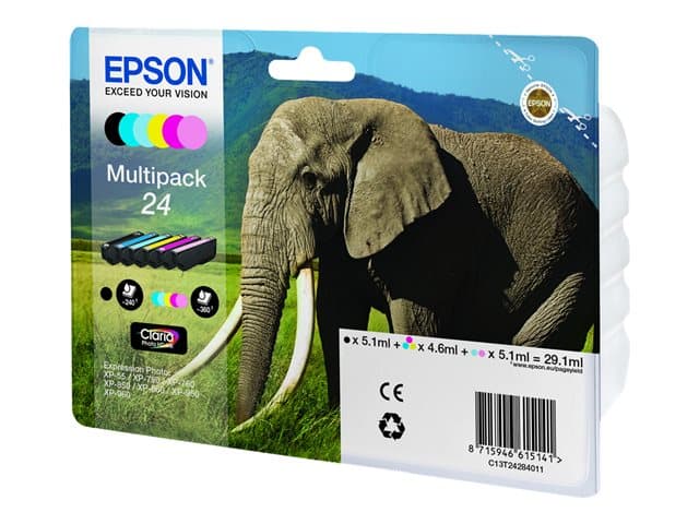 EPSON - 24 Multipack - 6-pack - black, yellow, cyan, magenta, light magenta, light cyan - original - ink cartridge (alternative for: Epson 24XL)