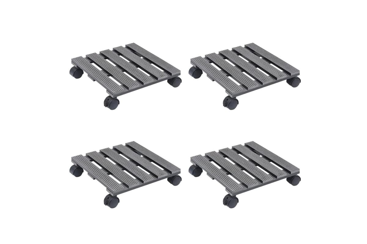 vidaXL 3143926 Plant Trolleys 4 Pcs Grey 30x30x7,5cm Wpc