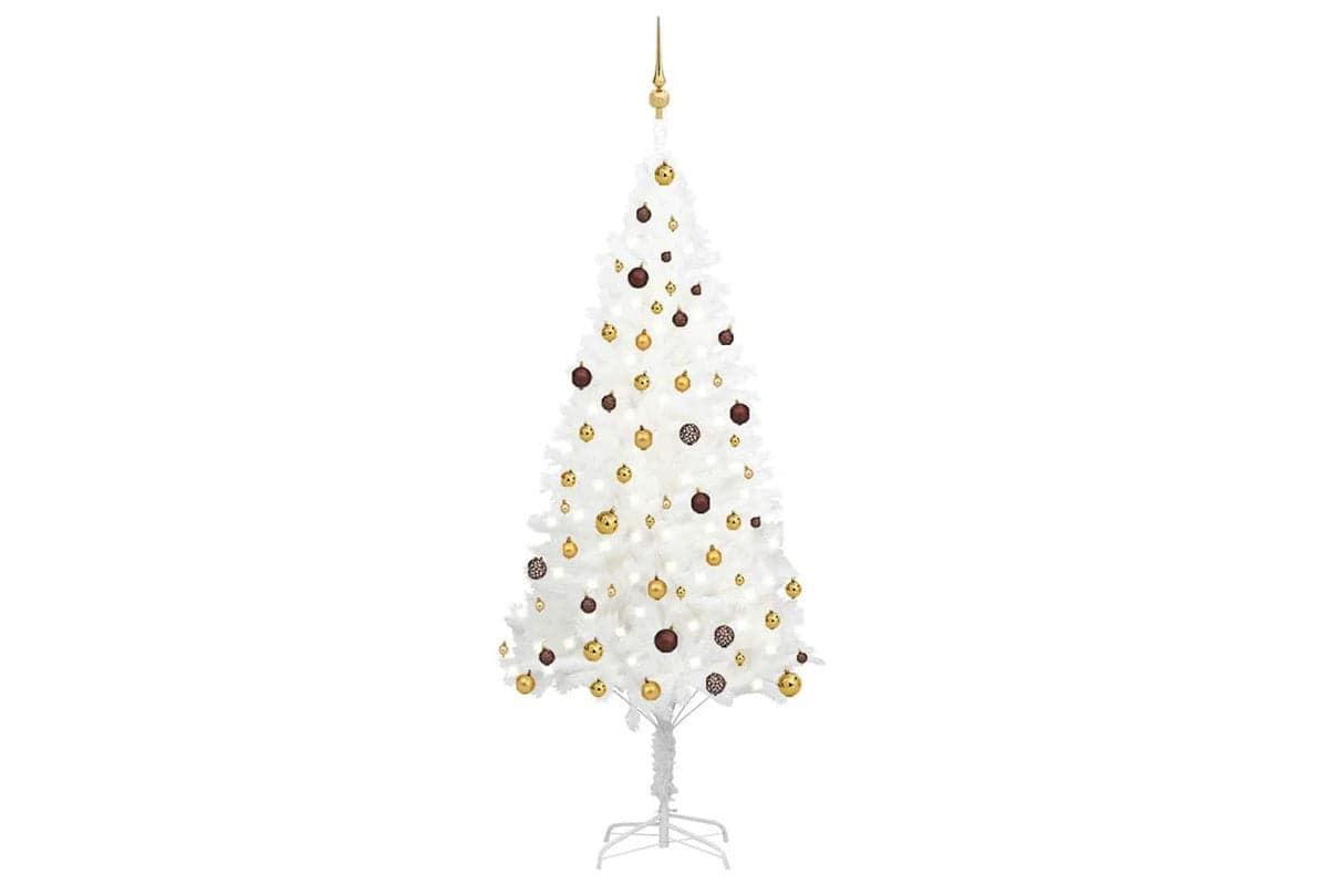 Vidaxl Artificial Pre-lit Christmas Tree With Ball Set White 210 Cm