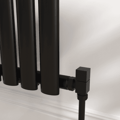 Elego Matte Black Modern Manual Angled Radiator Valves (pair)
