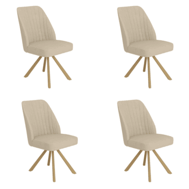 Logan Set of Upholstered Swivel Dining Chairs with Oak Effect Legs