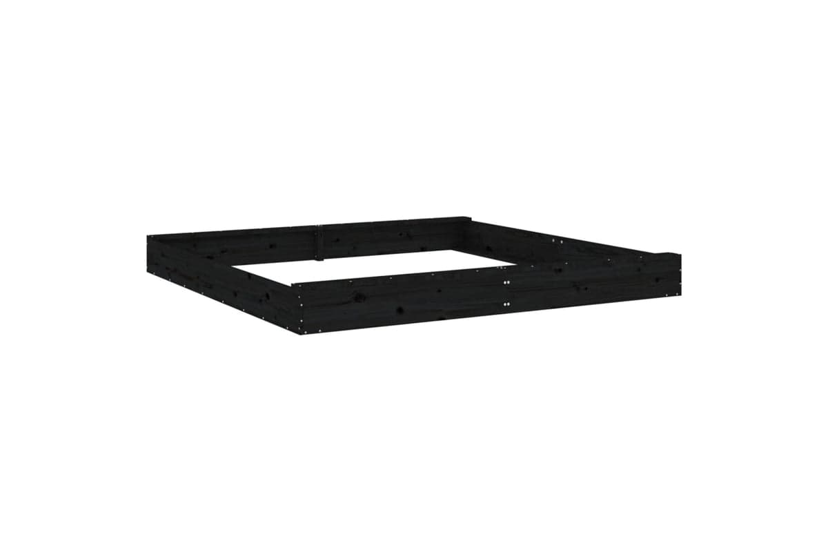 vidaXL 825048 Sandbox With Seats Black Square Solid Wood Pine