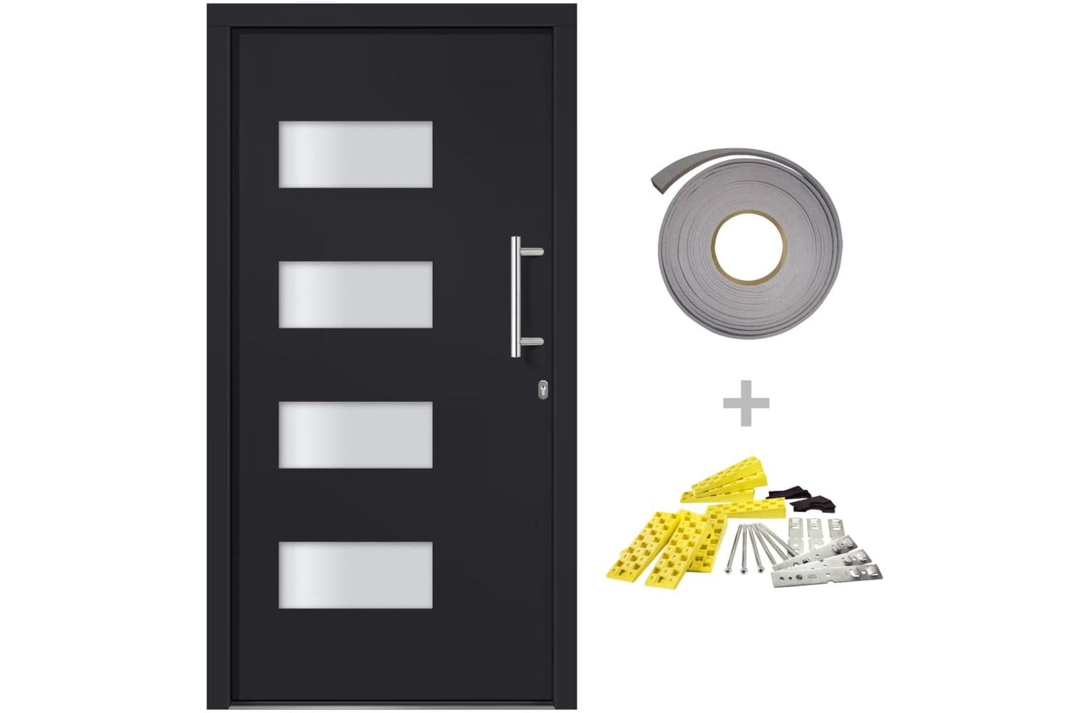 vidaXL 3056826 Front Door Aluminium And Pvc Anthracite 110x210cm