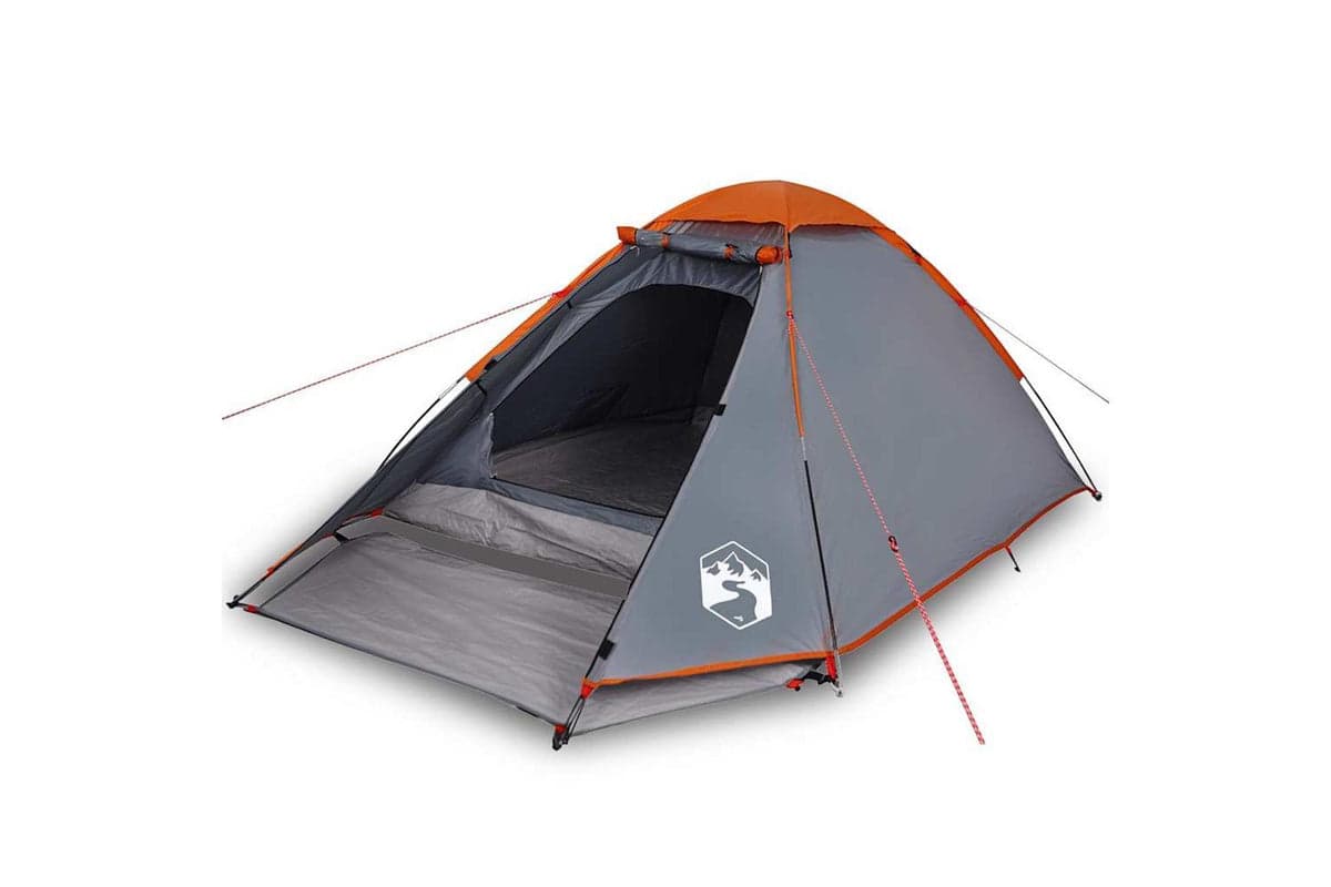 Vidaxl Camping Tent Dome 4-person Grey And Orange Waterproof