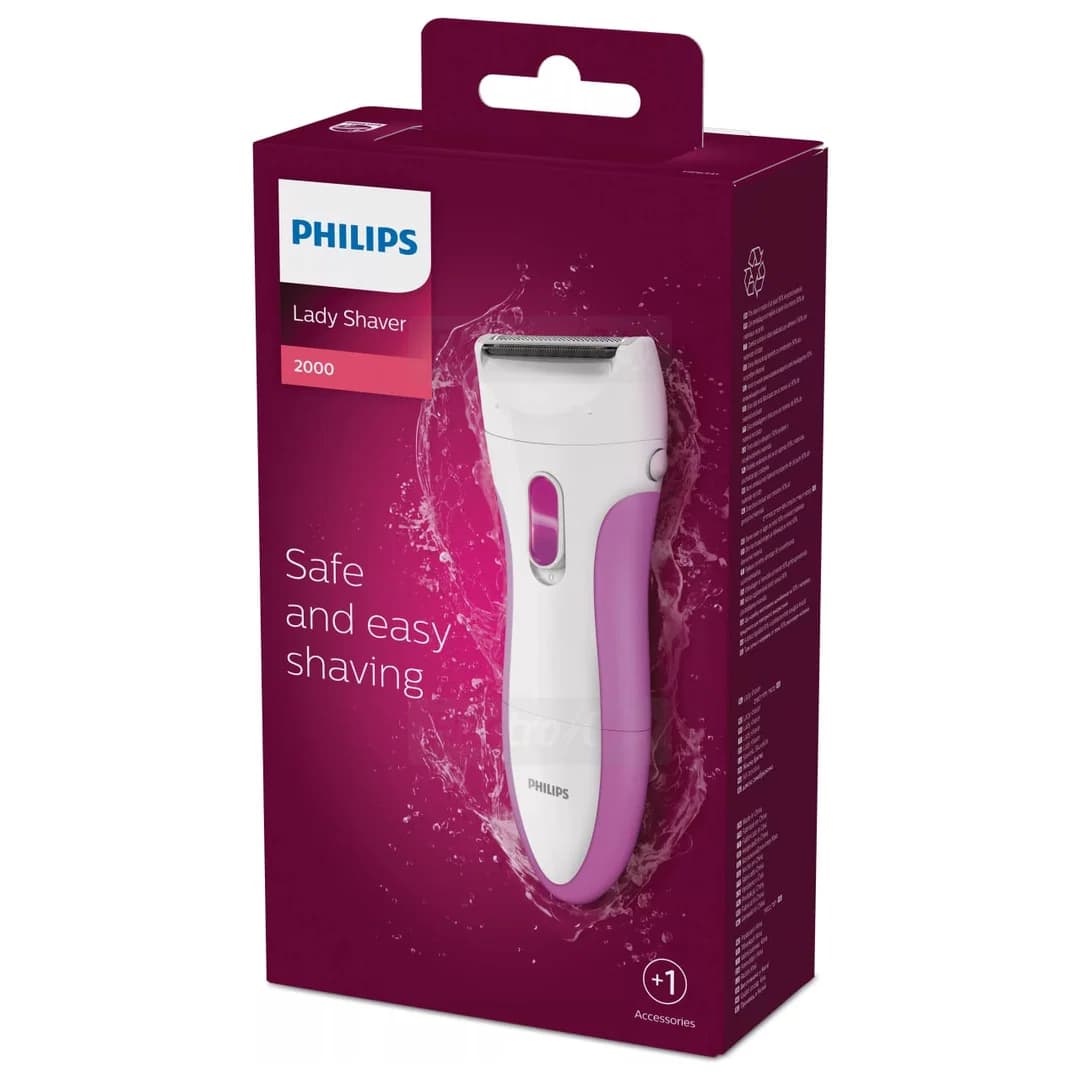Philips SatinShave Essential Wet and Dry Ladyshave for Legs | Pink & White