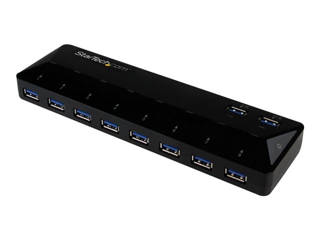 STARTECH.COM - Startech 10 Port USB 3.0 Hub with Charge & Sync Ports - 8 x USB-A, 2 x USB-A Fast Charge Ports - Multi Port Powered USB Hub (ST103008U2C) - USB peripheral sharing switch - 10 ports