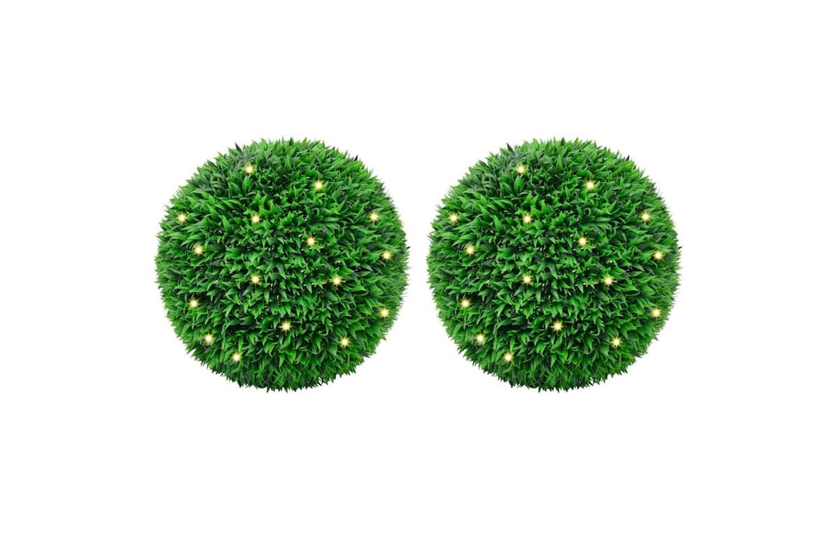 Artificial Boxwood Balls With Led Lights 2 Pcs Green 55 Cm