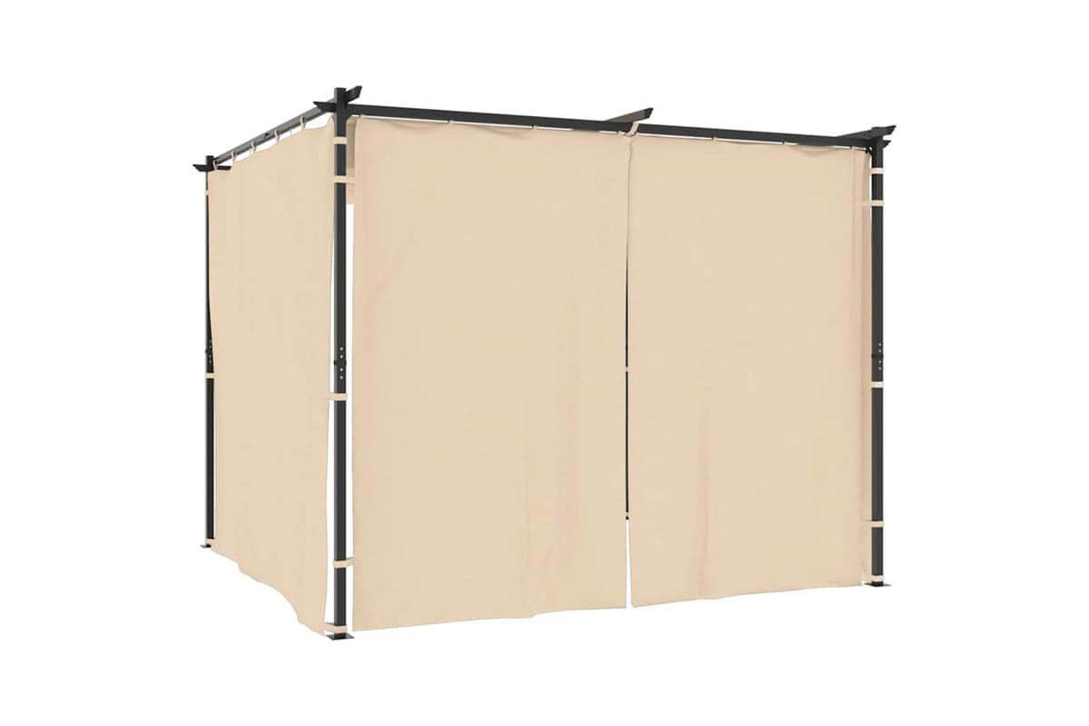 Vidaxl Gazebo With Curtains 3x3 M Cream Steel