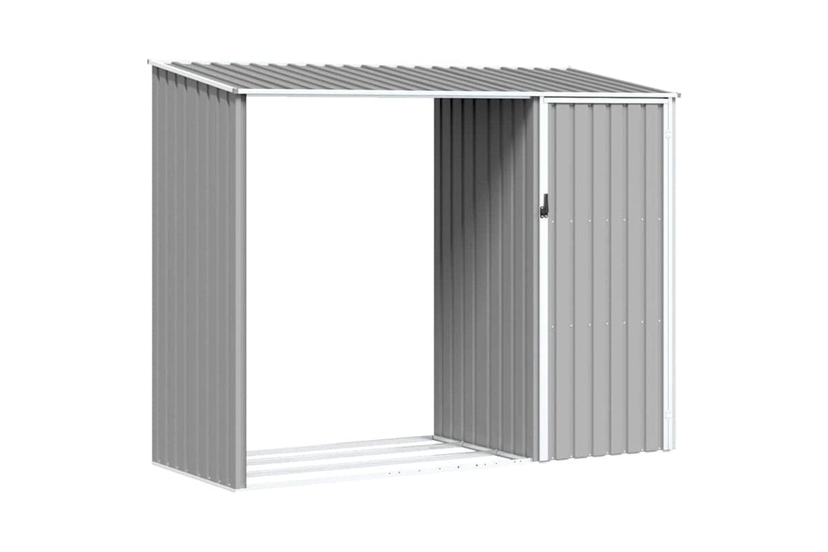 vidaXL 46294 Garden Firewood Shed Grey 245x98x159cm Galvanised Steel