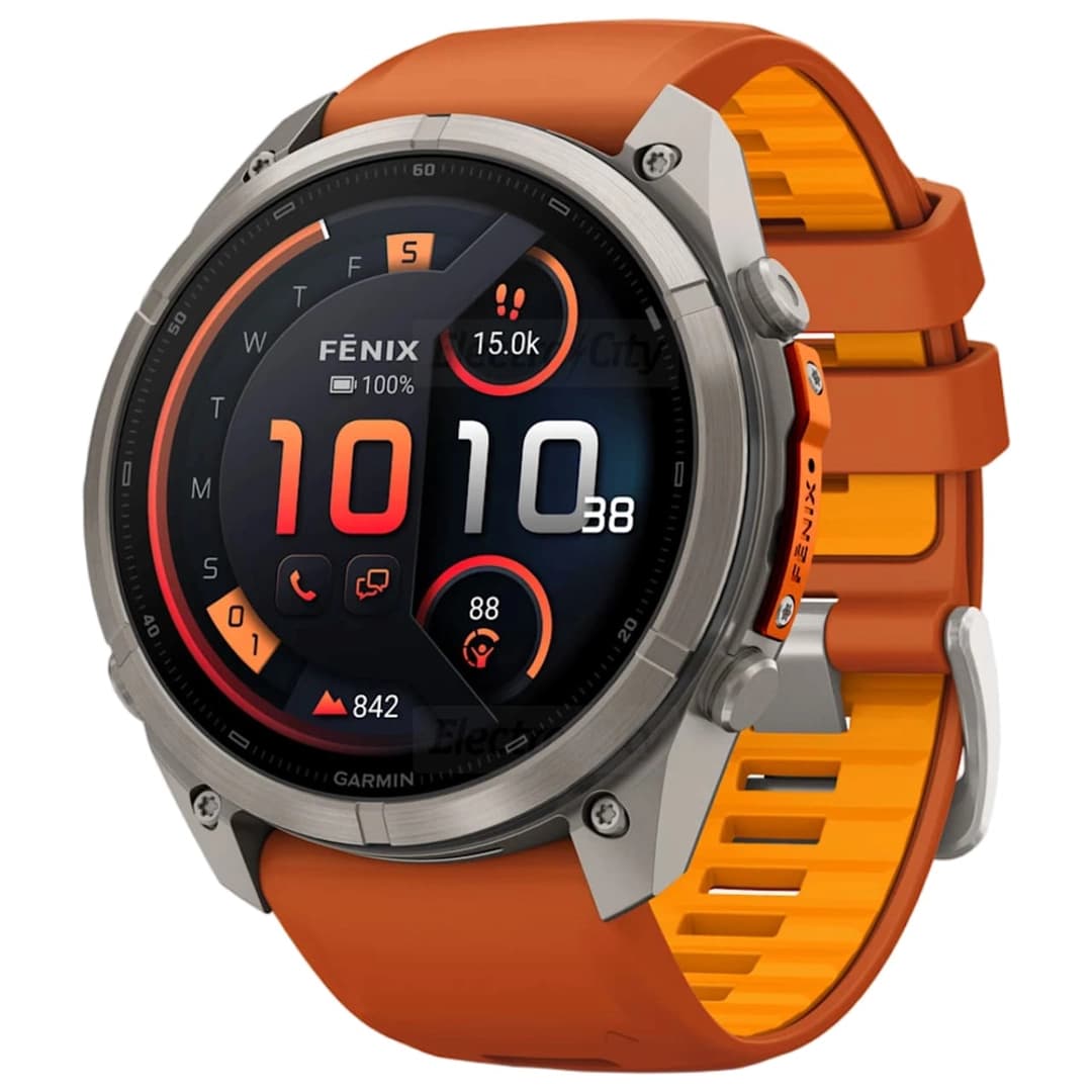 Garmin Fenix 9 Pro 51mm GPS Smartwatch with InReach Connectivity | Titanium with Autumn Orange Silicone Band