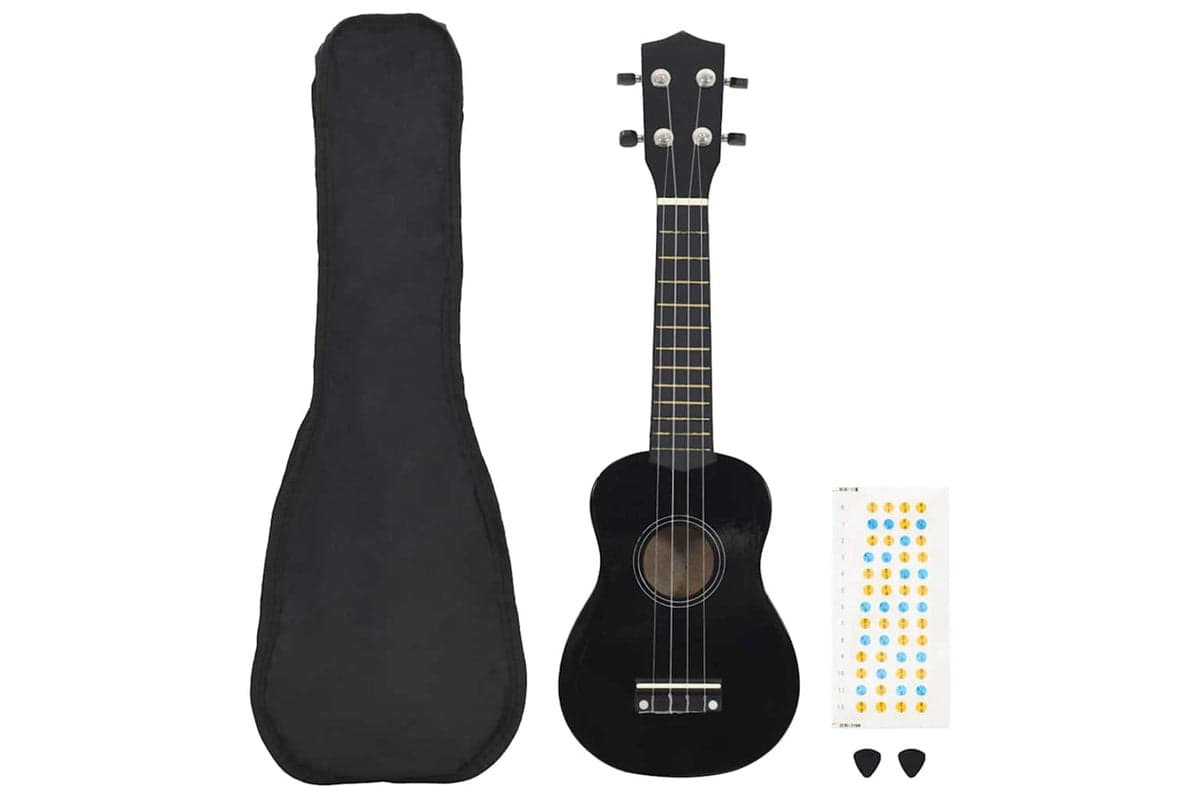 vidaXL 70147 Soprano Ukulele Set With Bag For Kids Black 21"