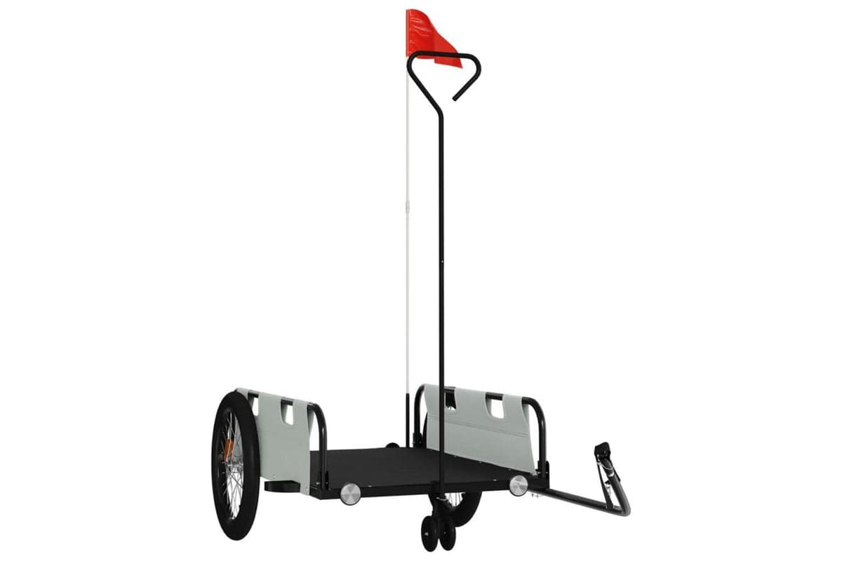 Vidaxl Bike Trailer Grey And Black Oxford Fabric And Iron