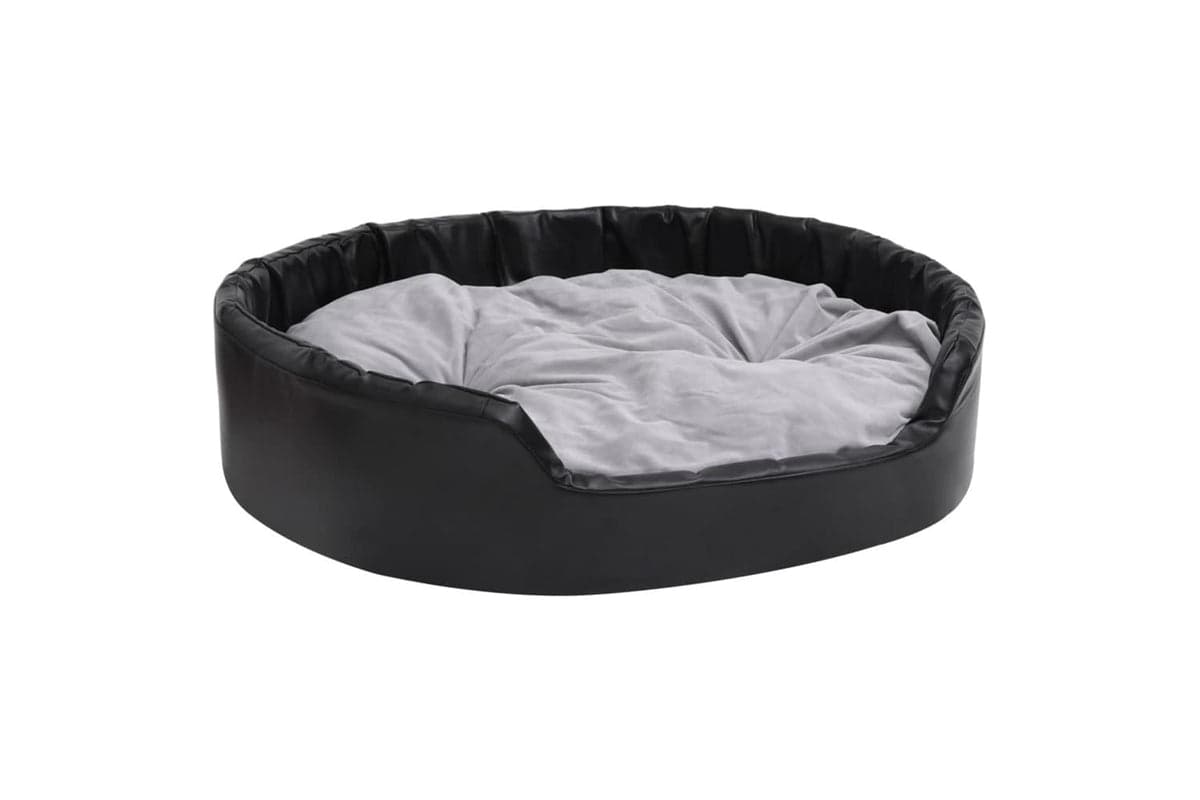Dog Bed Black And Grey 99x89x21 Cm Plush And Faux Leather