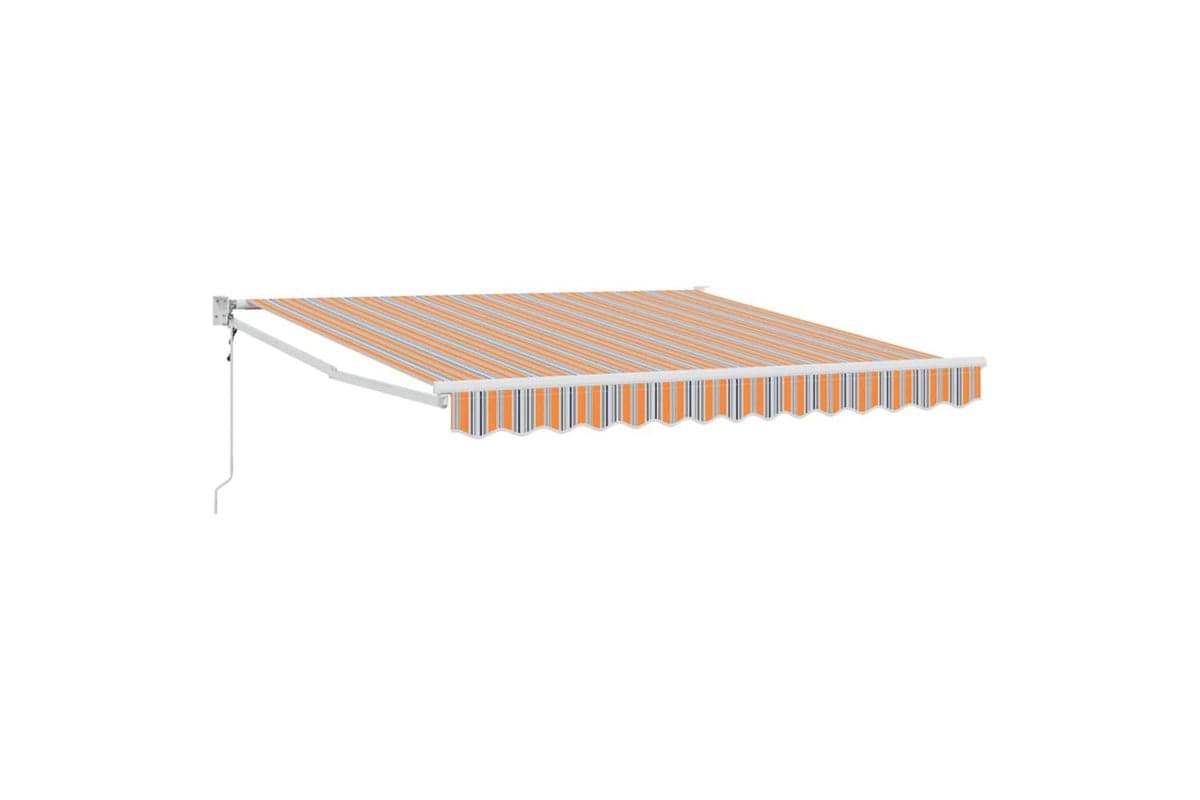 Vidaxl Retractable Awning Orange And Grey And Blue And White
