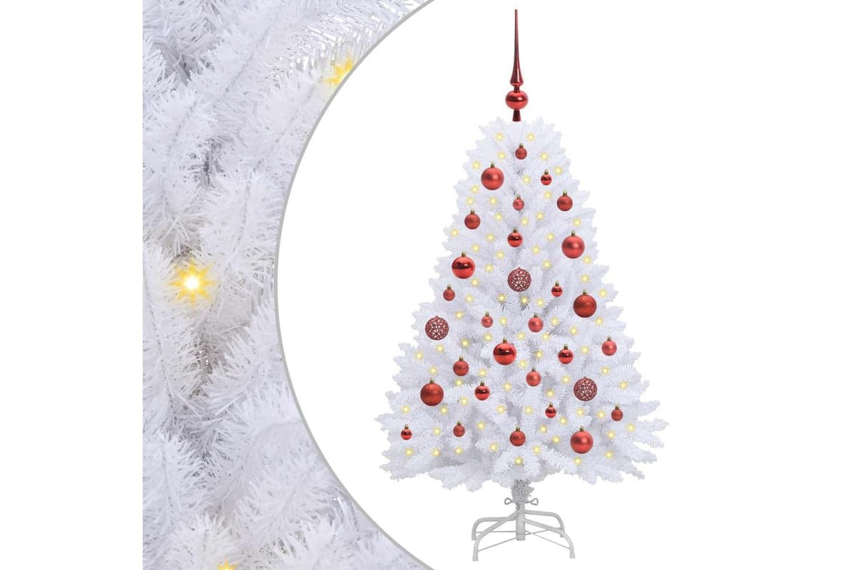 Vidaxl Artificial Hinged Christmas Tree White 120 Cm Pvc And Steel