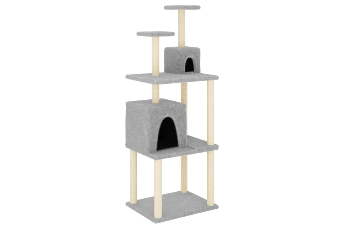 Cat Tree With Sisal Scratching Posts Light Grey 167 Cm