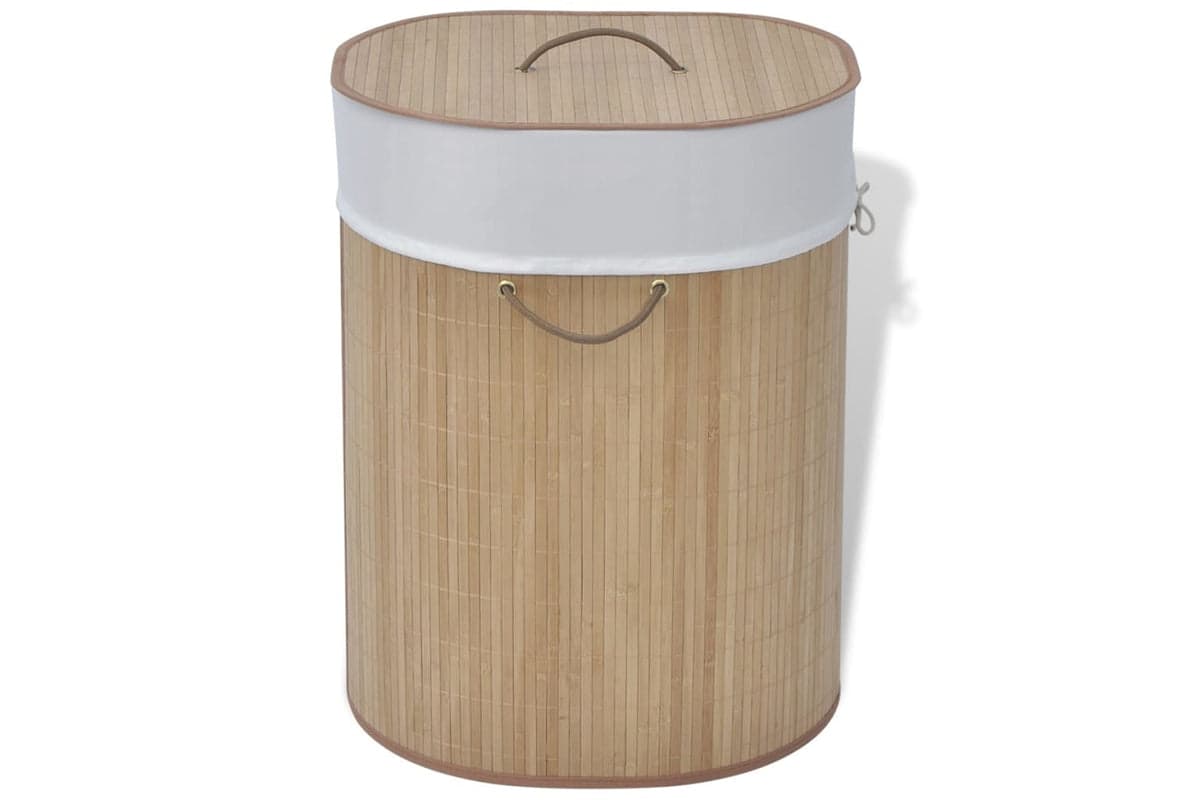 Vidaxl 242727 Bamboo Laundry Bin Oval Natural