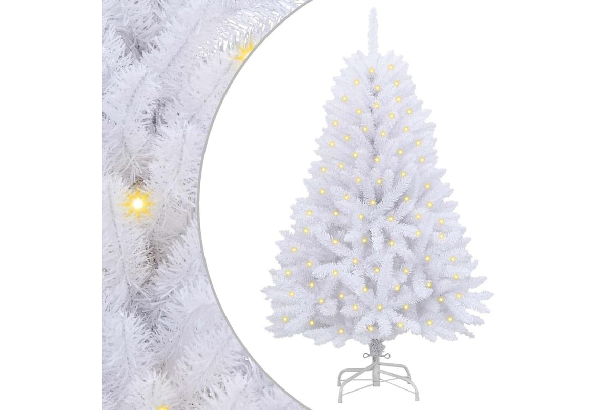 Vidaxl Artificial Christmas Tree 150 Leds Pvc And Steel White