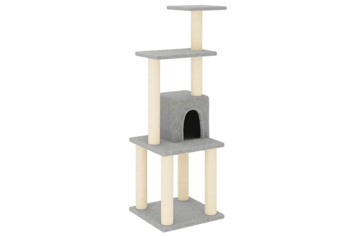 Cat Tree With Sisal Scratching Posts Light Grey 105 Cm