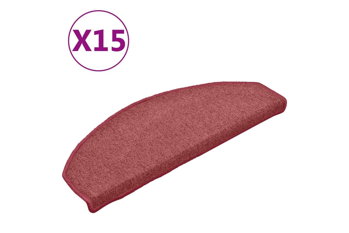 vidaXL 322373 Carpet Stair Treads 15 Pcs Red 65x24x4cm