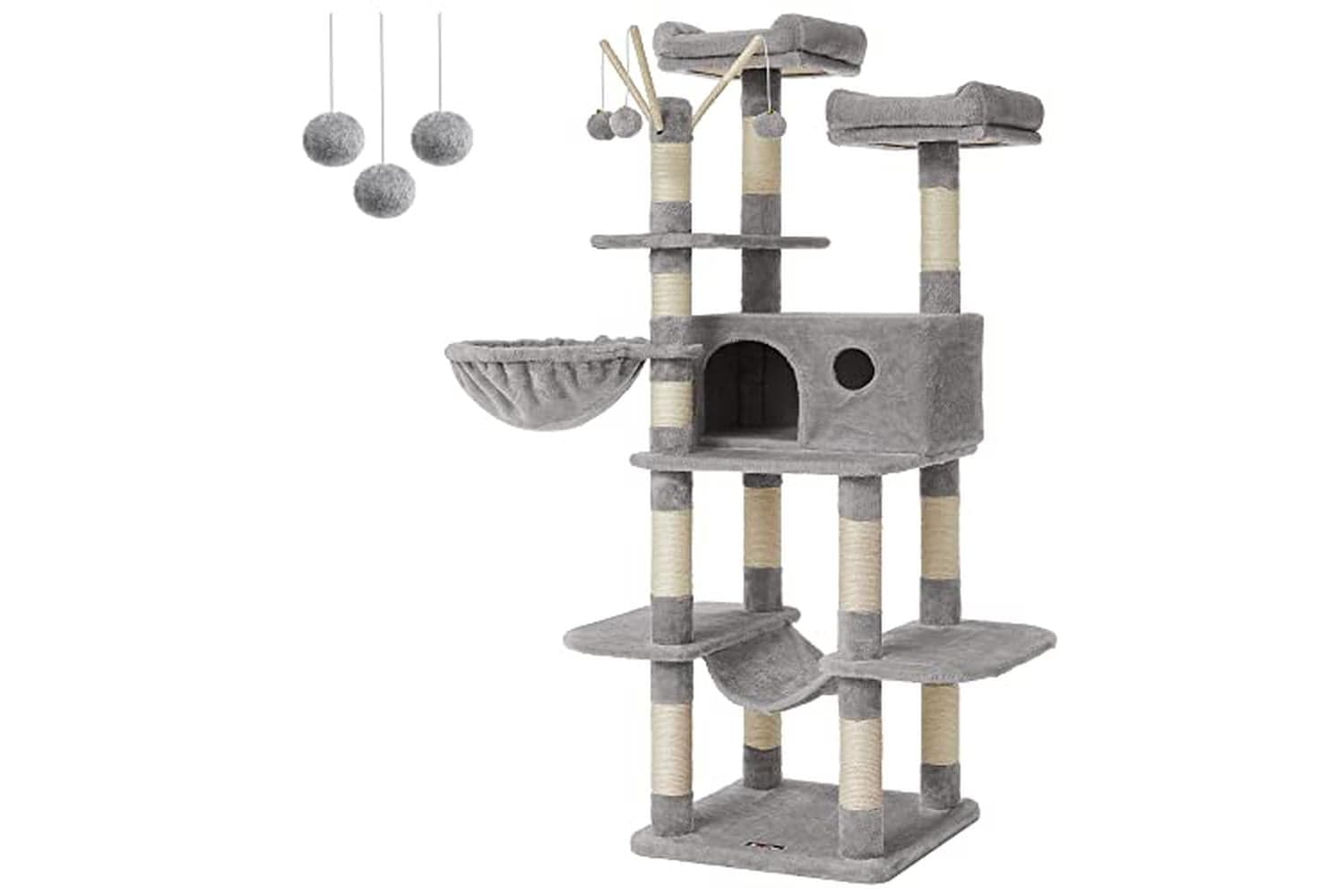 Feandrea Cat Tree | Xxl Cat Condo | Plush Fabric | 164 Cm