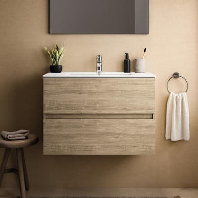 800mm Ideal Standard Oak Eurovit+ Wall Hung Vanity Unit with Basin