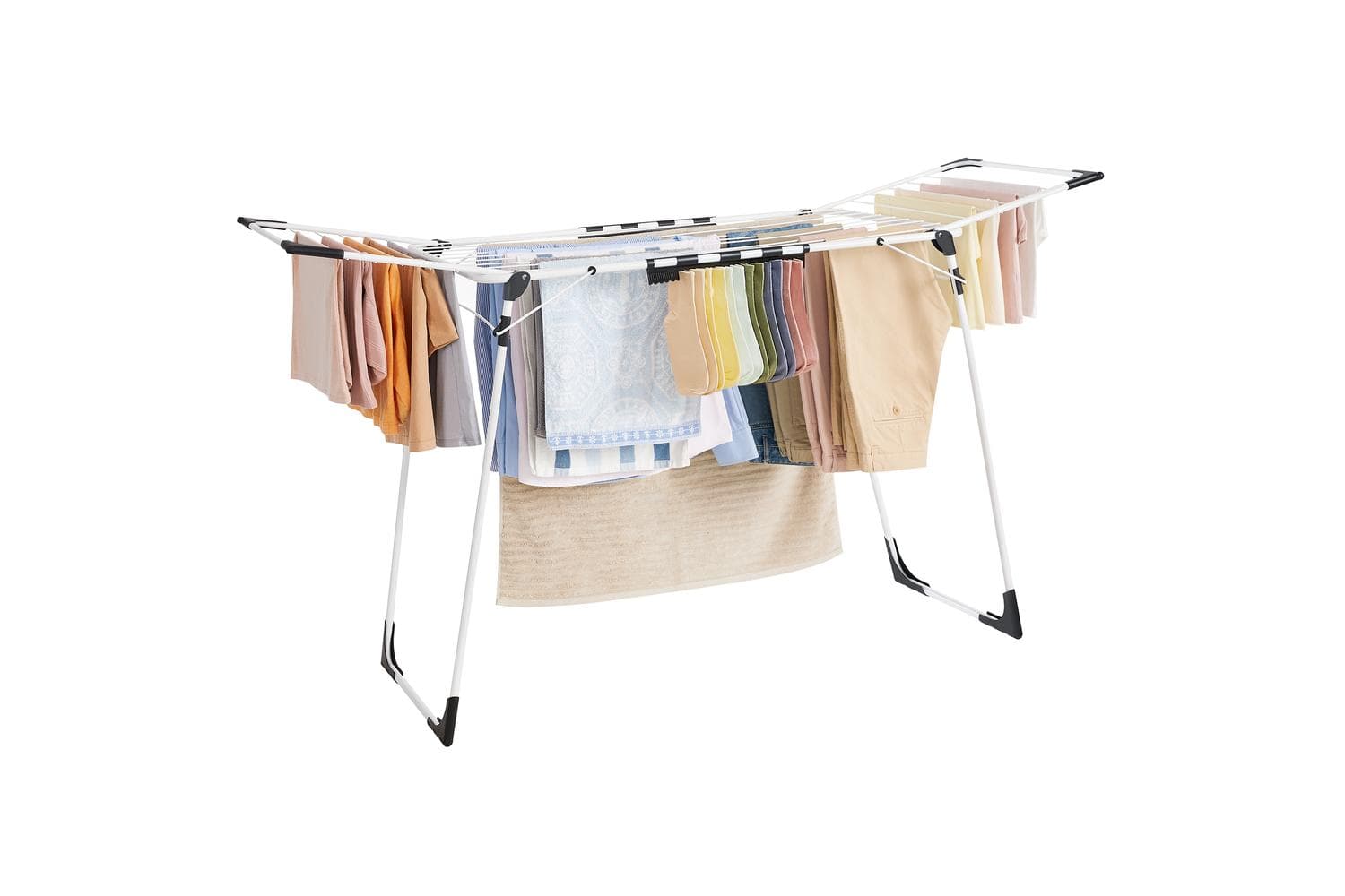 Songmics Foldable Clothes Airer | Heavy Duty Steel Clothes Drying Rack | Matte White And Ink Black | 174 X 56 X 96 Cm