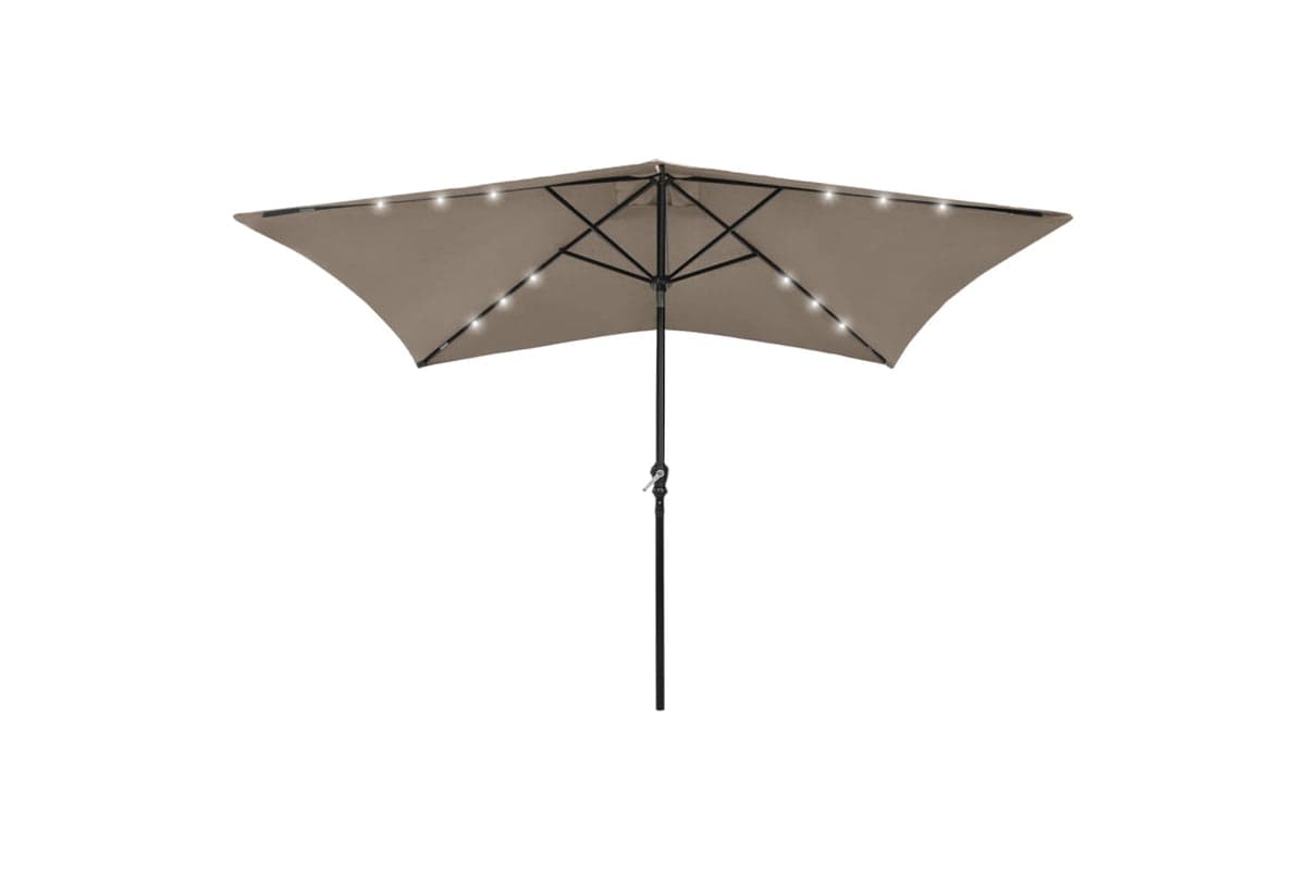 Vidaxl 313789 Parasol With Leds And Steel Pole Taupe 2x3 M