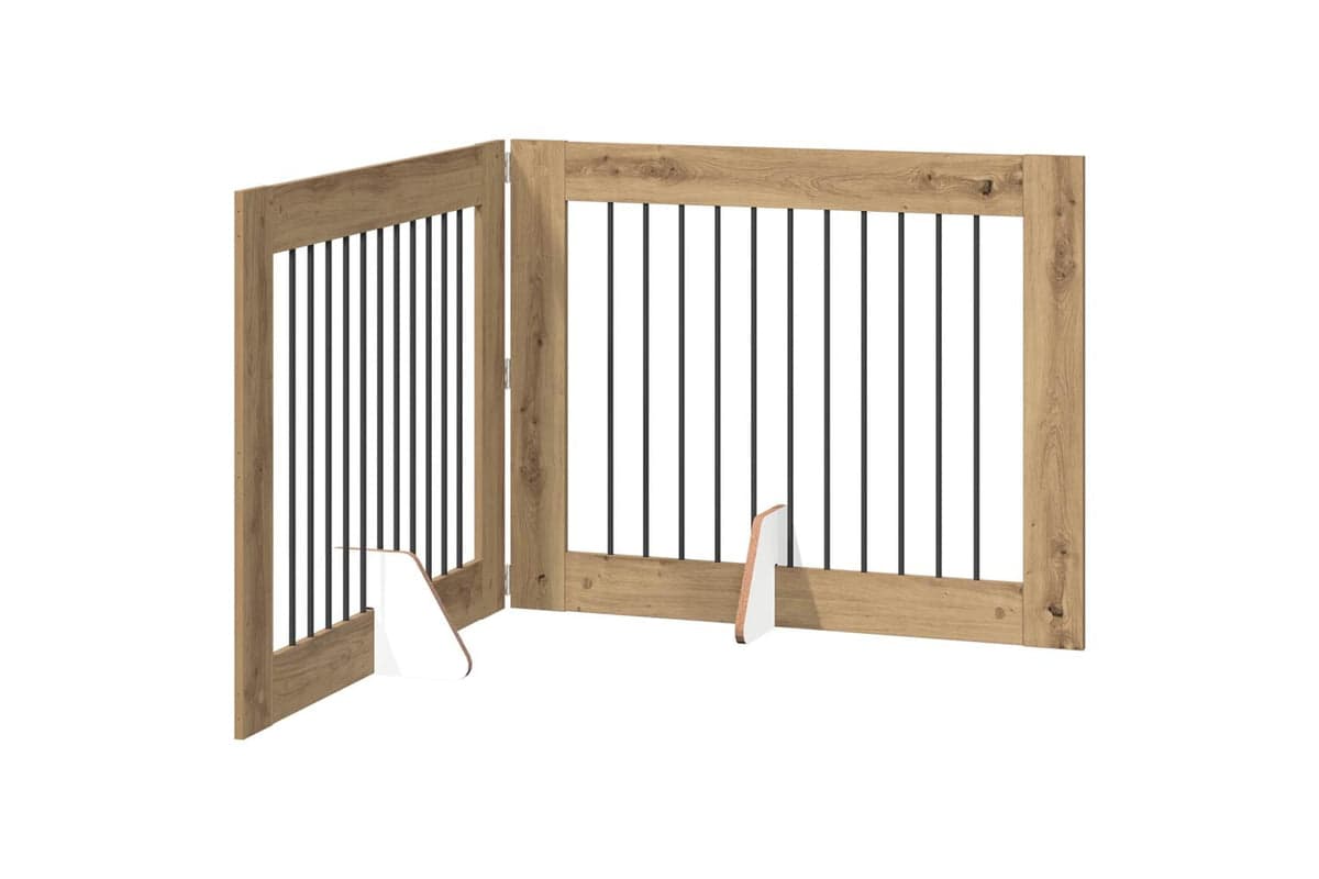 Vidaxl Foldable Dog Gate With Stands 2 Pcs Artisan Oak 2005 Cm