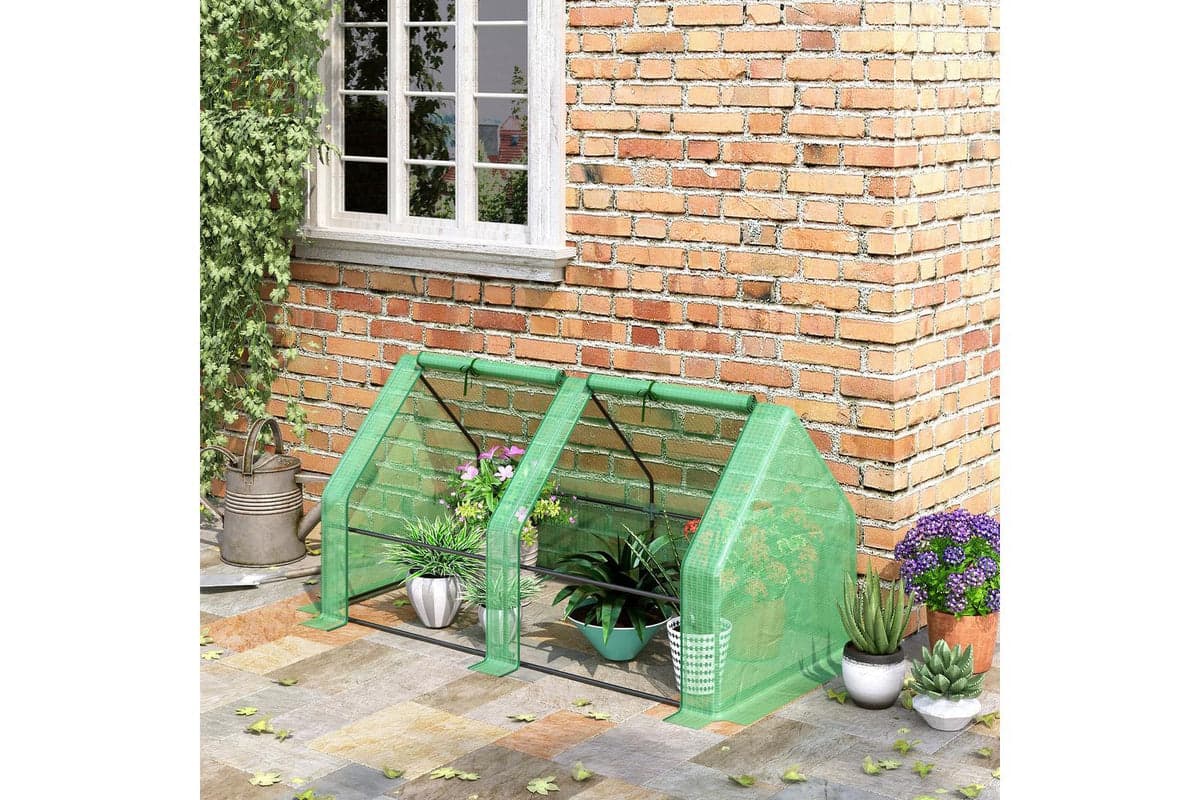 Outsunny Mini Small Greenhouse with Steel Frame | Green