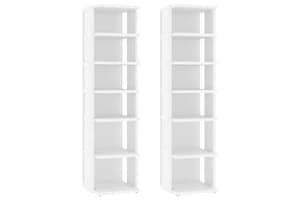vidaXL 808486 Shoe Cabinets 2 Pcs White 27.5x27x102cm Engineered Wood