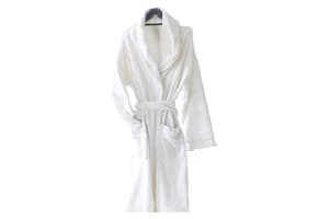 Cotton Terry Shawl Collar Large Bathrobe | White